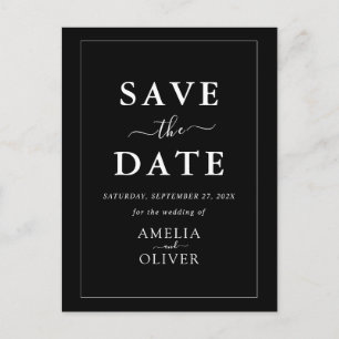 Carte Postale Code QR noir foncé minimaliste chic Save The Date