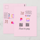 Carte Postale Code QR PayPal venmo scan pay ajouter sur les rése (Devant / Derrière)