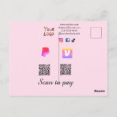 Carte Postale Code QR PayPal venmo scan pay ajouter sur les rése (Dos)