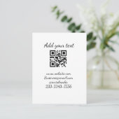 Carte Postale code QR personnalisé simple ajouter votre nom text (Debout devant)