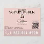 Carte Postale Code QR photo rose moderne de l'agent de signature (Devant)