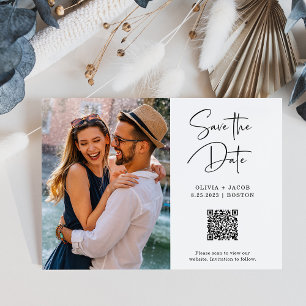 Carte Postale Code QR   Photo simple et moderne Enregistrer la d
