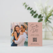 Carte Postale Code QR | Photo simple et moderne Enregistrer la d (Debout devant)