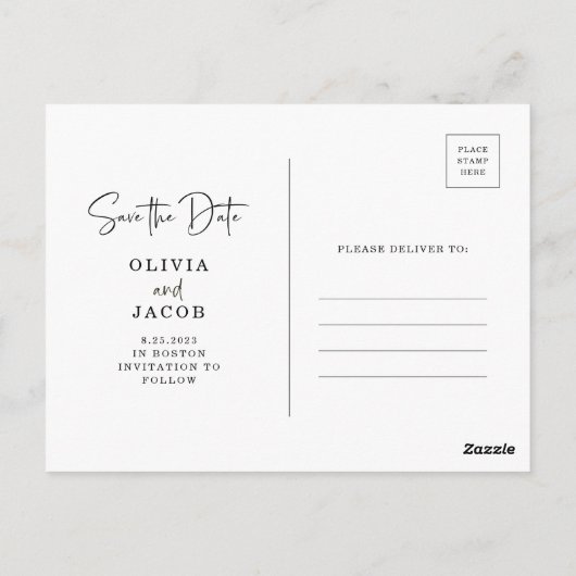 Carte Postale Code QR | Photo simple et moderne Enregistrer la d (Dos)