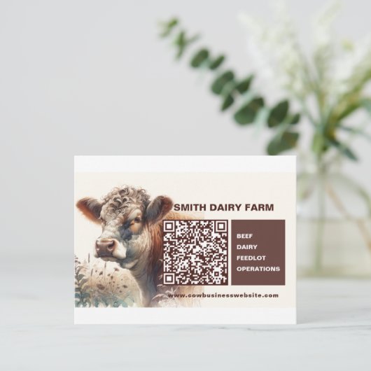 Carte postale Code QR pour vache Business (Debout devant)
