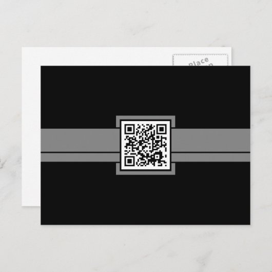 Carte Postale code QR professionnel : ruban gris (Devant / Derrière)
