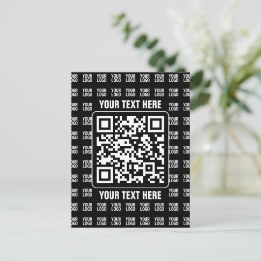 Carte Postale Code QR promotionnel (modifiable) plus motif de lo (Debout devant)