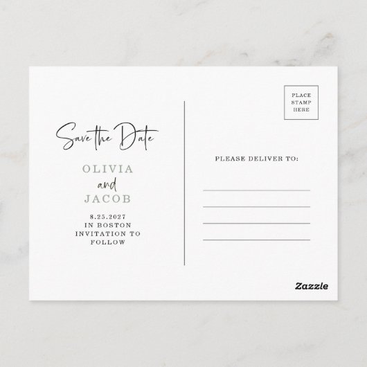 Carte Postale Code QR | Sage Green Photo moderne Enregistrer la  (Dos)
