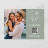 Carte Postale Code QR | Sage Green Photo moderne Enregistrer la  (Devant)
