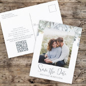 Carte Postale Code QR simple Dusty Blue Floral Mariage