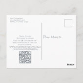 Carte Postale Code QR simple élégant bleu bleu floral Mariage (Dos)