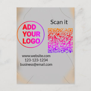 Carte Postale Code QR simple minimaliste ajouter un logo scanner