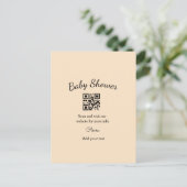 Carte Postale Code QR simple pour baby shower avec nom et texte (Debout devant)