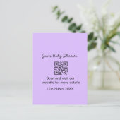 Carte Postale Code QR simple pour baby shower avec texte de nom (Debout devant)