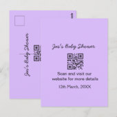 Carte Postale Code QR simple pour baby shower avec texte de nom (Devant / Derrière)