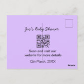 Carte Postale Code QR simple pour baby shower avec texte de nom (Dos)