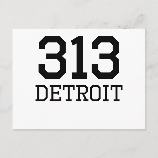 Carte Postale Code régional de Détroit 313 (Devant)