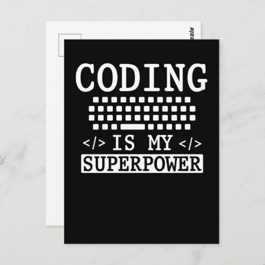 Carte Postale Coder informatique programmeur amusant (Devant / Derrière)