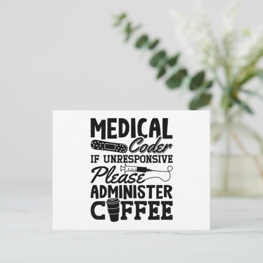 Carte Postale Coder Médicale Café Assistant ICD Coding Cadeau (Debout devant)
