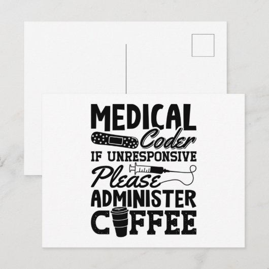 Carte Postale Coder Médicale Café Assistant ICD Coding Cadeau (Devant / Derrière)