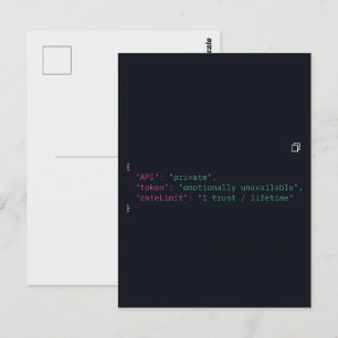 Carte postale Coder noir - Personnalisable