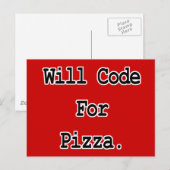 Carte Postale coderai pour pizza (Devant / Derrière)