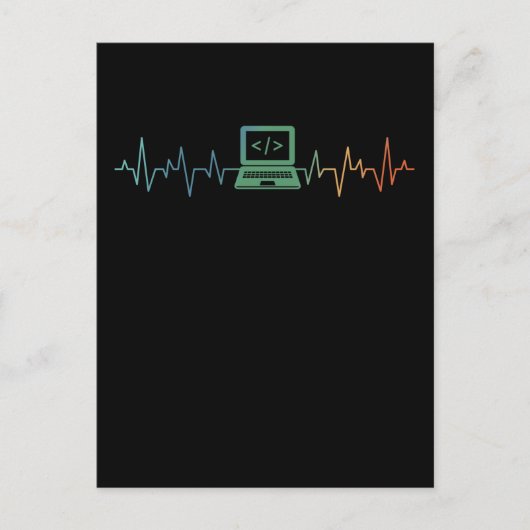 Carte Postale Codeur logiciel Heartbeat pour le développeur info (Devant)