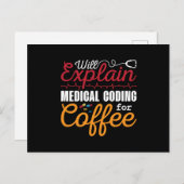 Carte Postale Codeur Médicale Codage Médicale Café Codage ICD (Devant / Derrière)