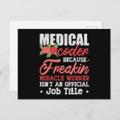 Carte Postale Codeur Médicale parce que Freakin Assistant Codage (Devant / Derrière)