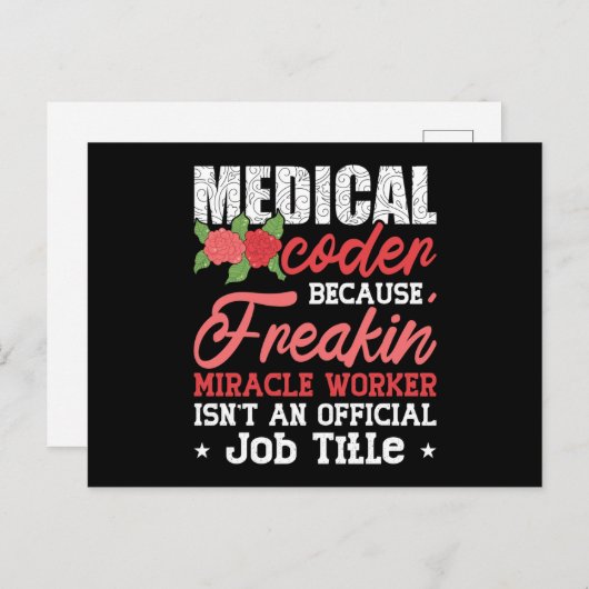 Carte Postale Codeur Médicale parce que Freakin Assistant Codage (Devant / Derrière)