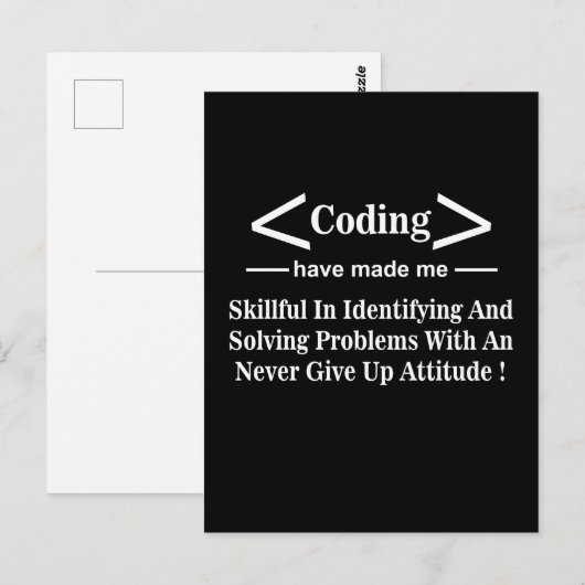 Carte Postale Codeur Programmeur Développeur Codeur Codage (Devant / Derrière)