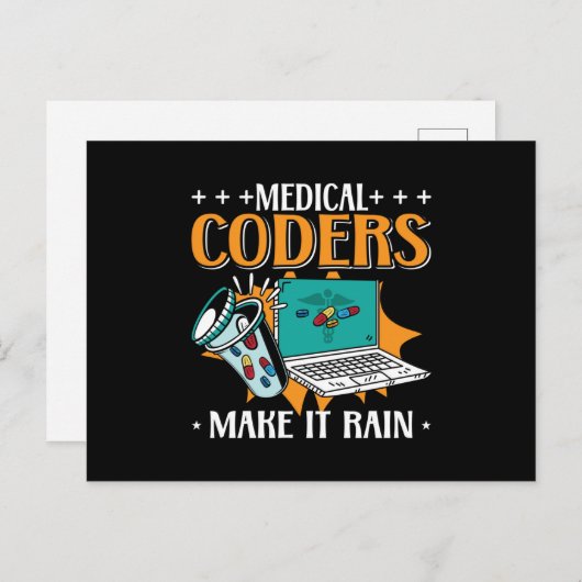 Carte Postale Codeurs Médicales Rendre Pluie Codeur Médicale (Devant / Derrière)