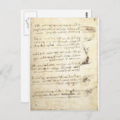 Carte Postale Codex sur le vol des oiseaux de Léonard de Vinci (Devant / Derrière)