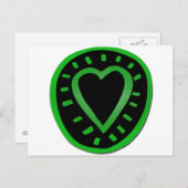Carte postale Coeur 1 vert et noir (Devant / Derrière)