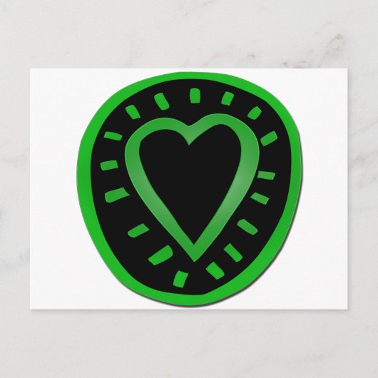 Carte postale Coeur 1 vert et noir (Devant)