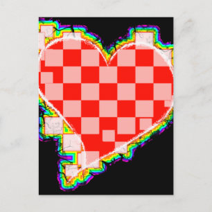 Carte Postale cœur à carreaux. v2.