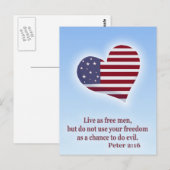 Carte Postale Coeur Americana avec la Bible Verse (Devant / Derrière)
