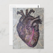 Carte Postale Coeur anatomique, peinture originale (Devant / Derrière)