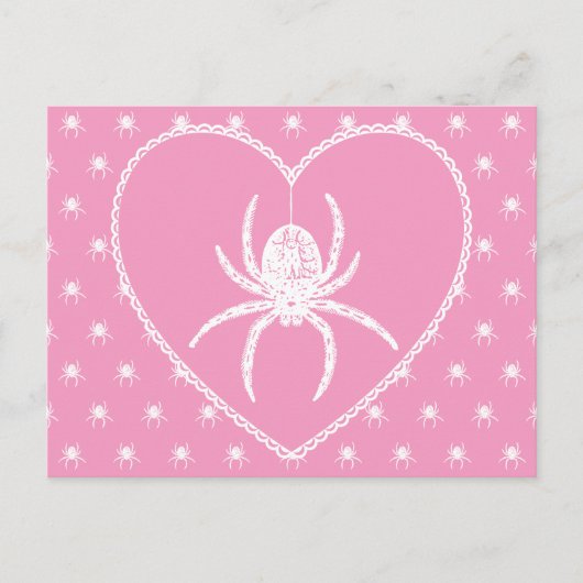 Carte postale cœur araignée rose (Devant)