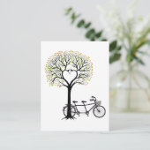 Carte Postale Coeur arbre avec oiseaux et tandem vélo (Debout devant)