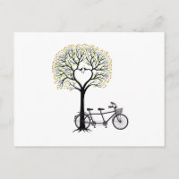 Coeur arbre avec oiseaux et tandem vélo