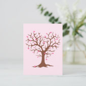 CARTE POSTALE COEUR ARBRE PRINTEMPS AMOUR MIGNON GRAPHISME ROSE  (Debout devant)
