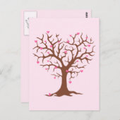 CARTE POSTALE COEUR ARBRE PRINTEMPS AMOUR MIGNON GRAPHISME ROSE  (Devant / Derrière)