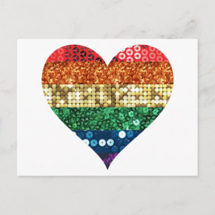 Carte Postale coeur arc-en-ciel lgbt