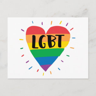 Carte Postale Coeur arc-en-ciel LGBT