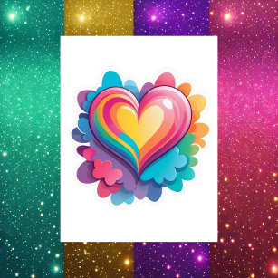 Carte Postale Coeur arc-en-ciel mignon, LGBTQ, Post-croisement