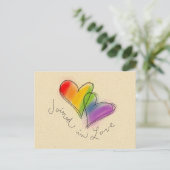 Carte Postale Coeur arc-en-ciel rejoint en amour (Debout devant)