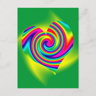 Carte Postale Coeur arc-en-ciel : Vert jaune