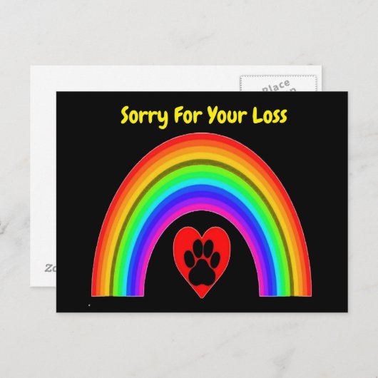 Carte postale Cœur avec patte Arc-en-ciel Désolé p (Devant / Derrière)