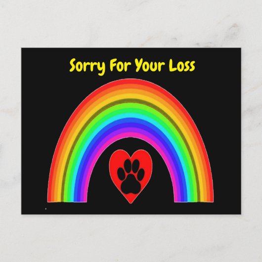 Carte postale Cœur avec patte Arc-en-ciel Désolé p (Devant)